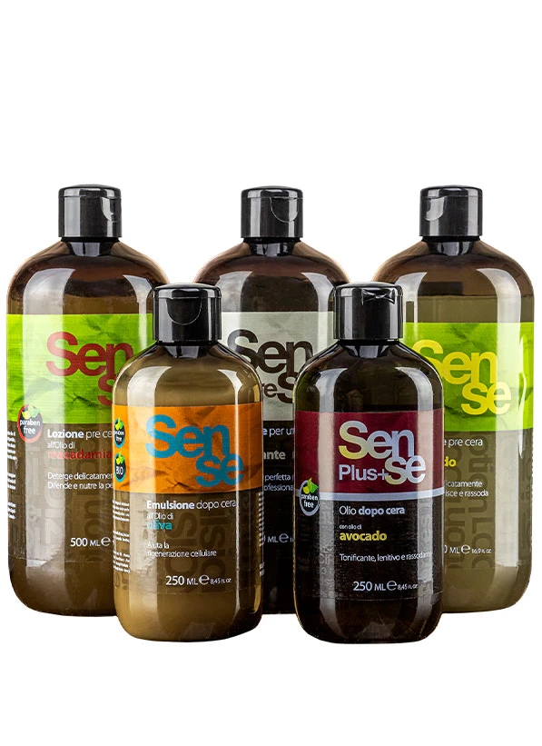   Sense Pre Wax Lotion with Olive Oil  Rich in polyunsaturated fatty acids, vitamins, tocopherols and polyphenols, olive oil provides emollient and moisturizing properties during cleansing. A powerful antioxidant that helps prevent premature ageing.  Active ingredients and cosmetic properties:  • Olive Oil – antioxidant supporting cell regeneration and protection from free radicals  • Oleic Acid  • Lactic Acid – moisturizing and pH-balancing effect  • Vegetable Glycerin  Sense Pre Wax Lotion wit...