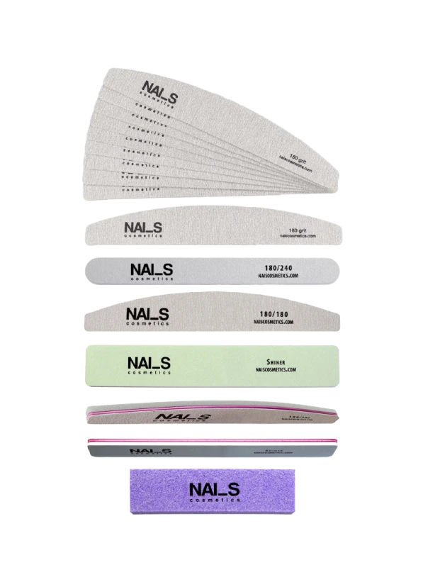 Files and buffers designed for refining natural nails and artificial material, shaping, smoothing, mattifying and polishing the surface. The assortment includes various shapes and grits for comfortable and precise work during manicure and pedicure procedures. Suitable for both professional and everyday use....